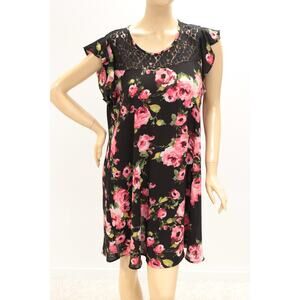 Uncle Frank Dress Women's Large Black Floral Rose Fairycore Dark Romantic USA